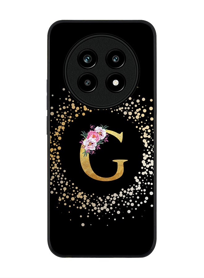 For Realme 13 Pro / 13 Pro+ Case,Slim fit Camera Protection, Shockproof Thin Phone cover  - Custom Monogram Floral - G ( Black )